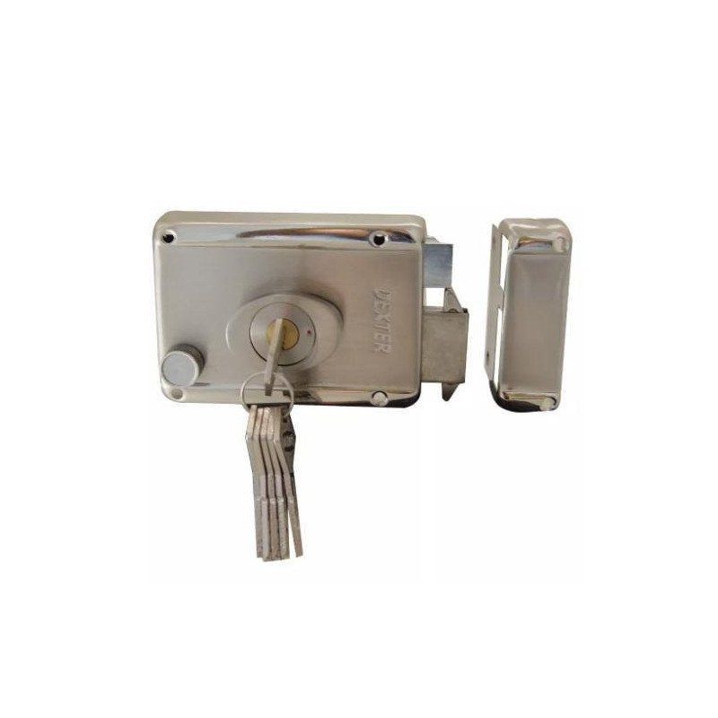 Cerradura De Sobreponer Der/Izq Aut. Ganchos Alta Seg. Instala Facil Llave/Puntos Cromo Satinado-6774