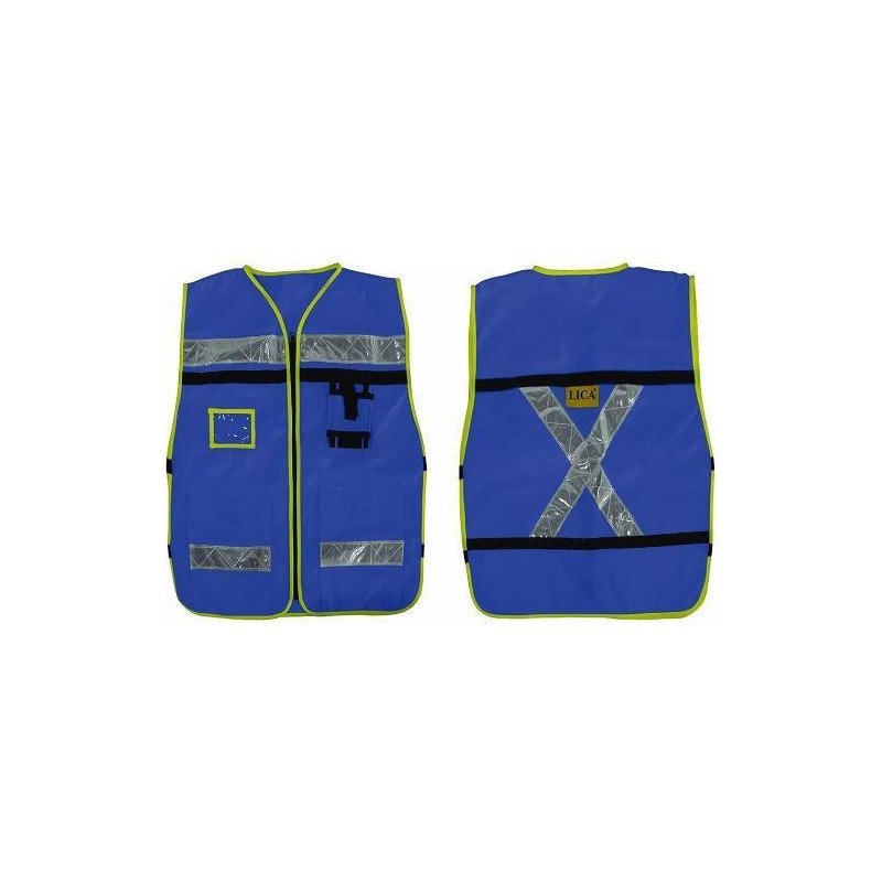 Chaleco De Seguridad Tipo Rescatista Reflejantes Alta Visibilidad Con Cierre Y 2 Bolsas Azul-CLR5000AZ