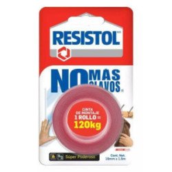 Cinta De Espuma Doble Cara 3/4 19Mm X 1.50Mt Uso Pesado Interiores Y Exteriores No Mas Clavos-1429377