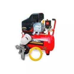 Compresor Moto Lubricado 120V 2850Rpm 2.5Hp 25Lt 115Psi Horizontal+Manguera Y Pistola De Gravedad-2030-K-G
