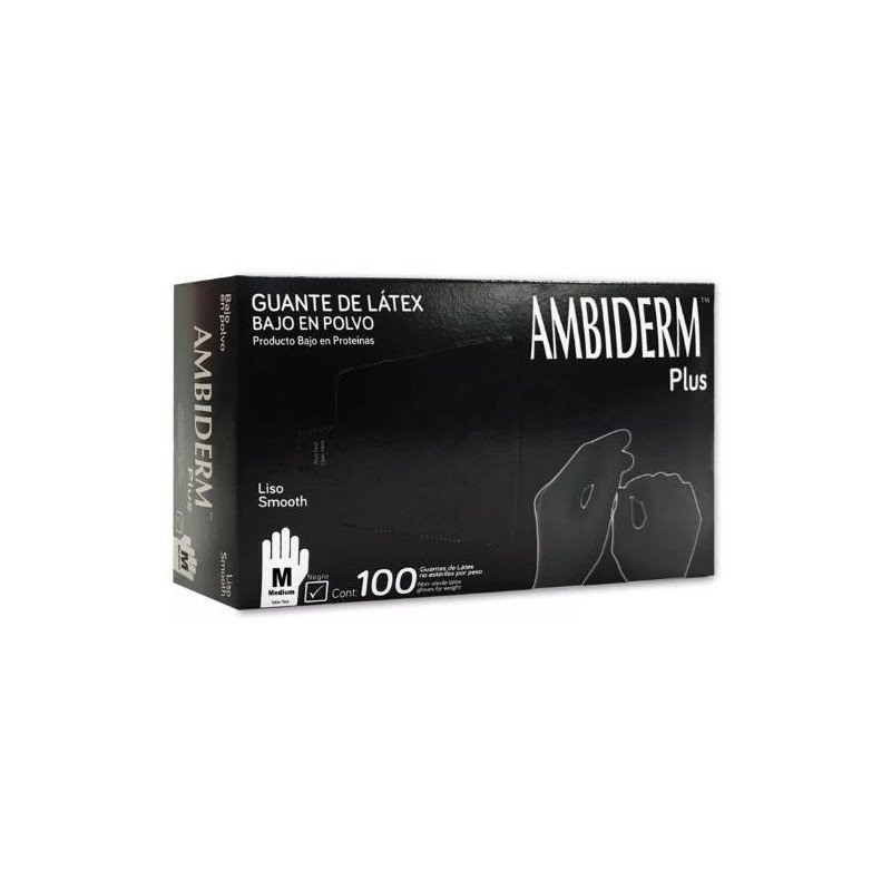 Guante De Latex Mediano Negro Plus Caja C/100 Pzas-100100073