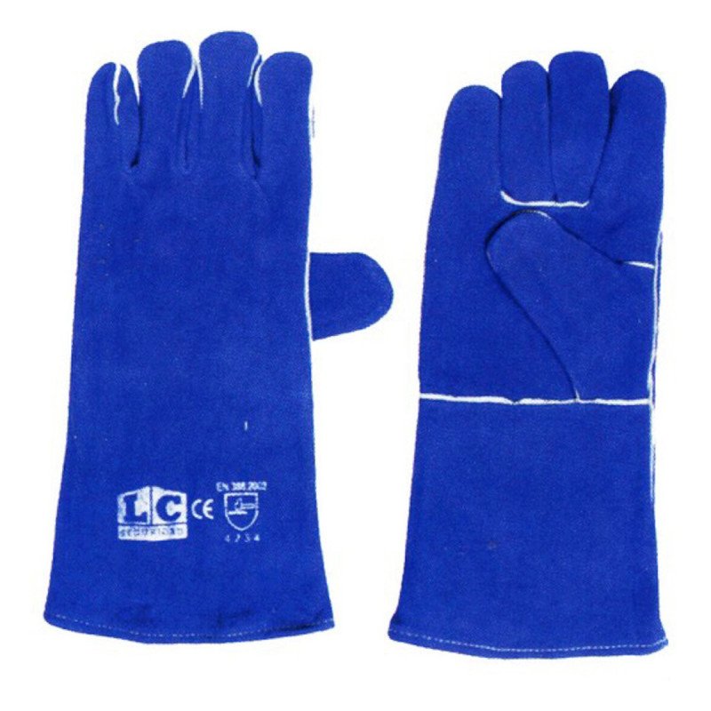 Guante De Piel De Azul Para Soldador Cosido Con Hilo De Kevlar Forro Interior De Algodon-L.C-A101 Guante De Piel De Azul Para Soldador Cosido Con Hilo De Kevlar Forro Interior De Algodon-L.C-A101