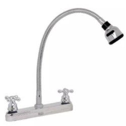 Mezcladora Para Fregadero 8 Cuello Flexible Cubierta, Manerales Cruceta, Cartucho Ceramico Cromo-8CRF