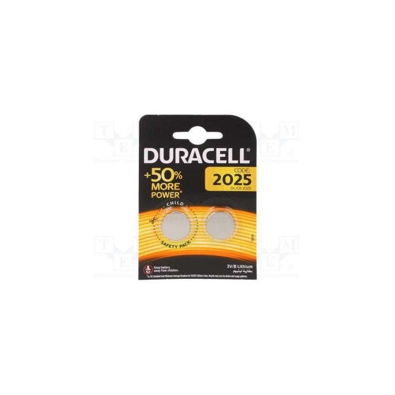 Pila De Litio 2025 Tipo Boton De 3V Duracell-CR2025B2 Pila De Litio 2025 Tipo Boton De 3V Duracell-CR2025B2