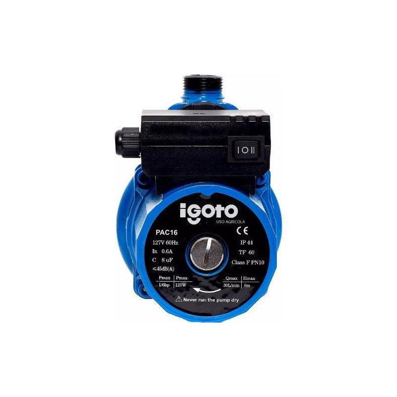 Bomba Presurizadora 1/6 Hp 3/4 Altura 9 Mt 27 Lpm 140 W Presion Bajo Demanda-PAC16 Bomba Presurizadora 1/6 Hp 3/4 Altura 9 Mt 27 Lpm 140 W Presion Bajo Demanda-PAC16