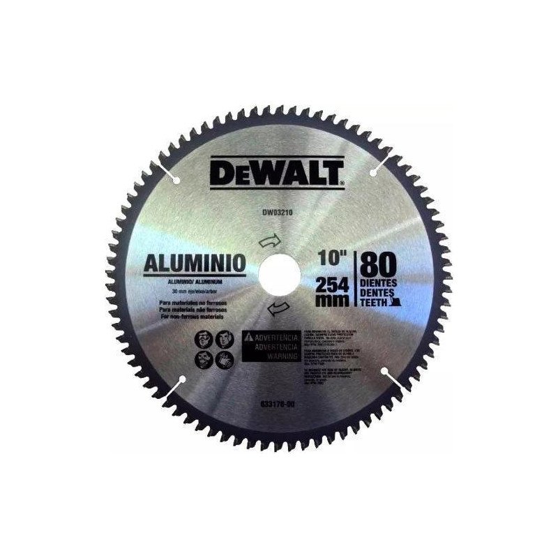 Sierra Circular 10X1 80 Dientes C-Tung P/Aluminio-DWA03210 Sierra Circular 10X1 80 Dientes C-Tung P/Aluminio-DWA03210