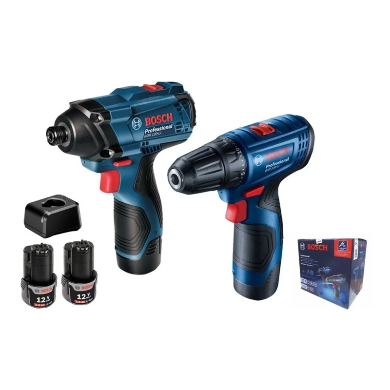 Taladro Atornillador 3/8 12 V + Pistola Impacto 1/4 12 V + Maleta + 2 Bat Carg + 23 Accs-19G8-0G4