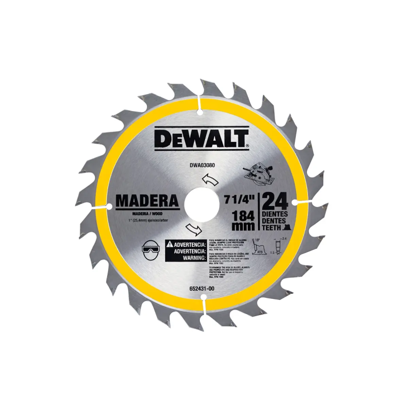 Sierra Circular 7.1/4X1 24 Dientes C-Tung C/Fino-DW03080
