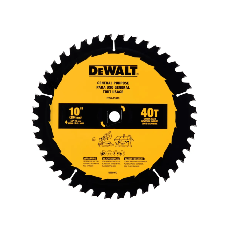 Sierra Circular 10X5/8 40 Dientes C-Tung Uso General Alto Rendimiento-DWA11040