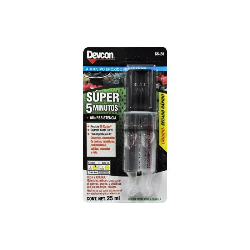 Adhesivo Epoxico En Jeringa 25 Ml 0.84 Oz Transparente Super 5 Minutos-S5-28 Adhesivo Epoxico En Jeringa 25 Ml 0.84 Oz Transparente Super 5 Minutos-S5-28