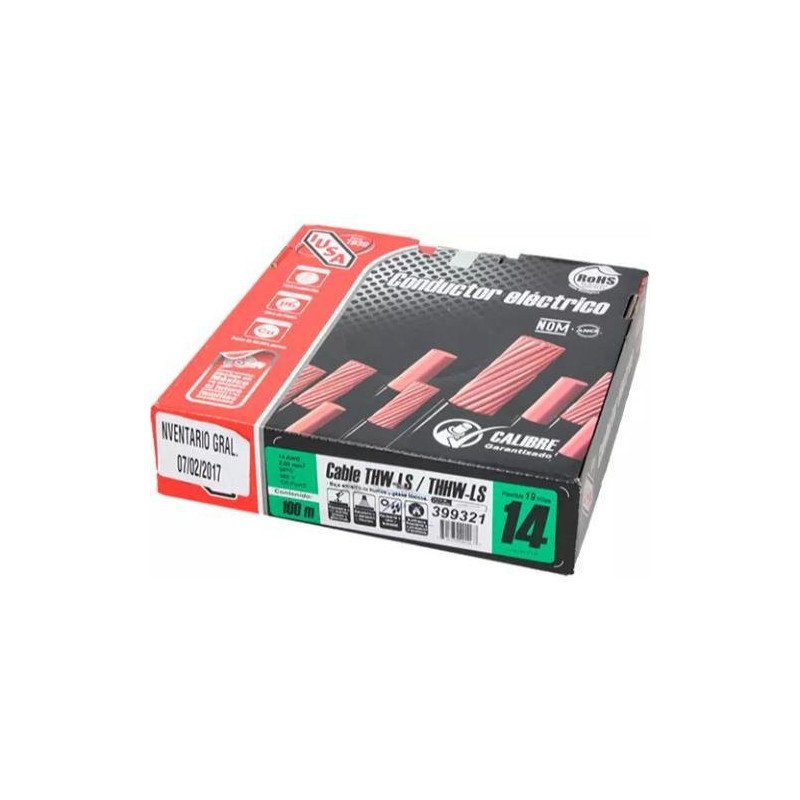 Cable Electrico Cal. 14 Color Verde Tipo Thw 1 Hilo Carrete De 100Mt-399321 Cable Electrico Cal. 14 Color Verde Tipo Thw 1 Hilo Carrete De 100Mt-399321