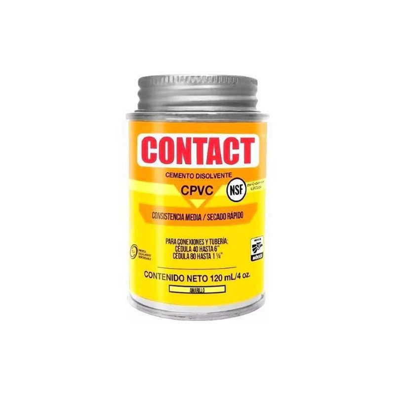 Cemento Para Cpvc Amarillo 120 Ml 4 Oz Etiqueta Naranja Contact Cpvc-Z-22701