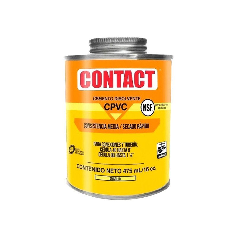 Cemento Para Cpvc Amarillo 475 Ml 16 Oz Etiqueta Naranja Contact Cpvc-Z-22703