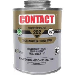 Cemento Para Pvc 475 Ml 16 Oz Transparente Etiqueta Dorada Contact 202-Z-20203